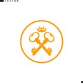 Old keys with crown sign. Isolated emblem